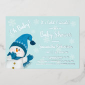 Kleine Snowman Het is koud buiten Baby shower Folie Uitnodiging (Voorkant)