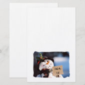 Kleine Snowman met teken Briefpapier (Voorkant / Achterkant)