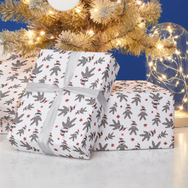 Kleine Sock Monkey Met Kerstman Hoed Kerstmis Cadeaupapier