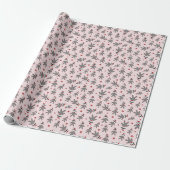 Kleine Sock Monkey Met Kerstman Hoed Roze Kerstmis Cadeaupapier (Uitgerold)