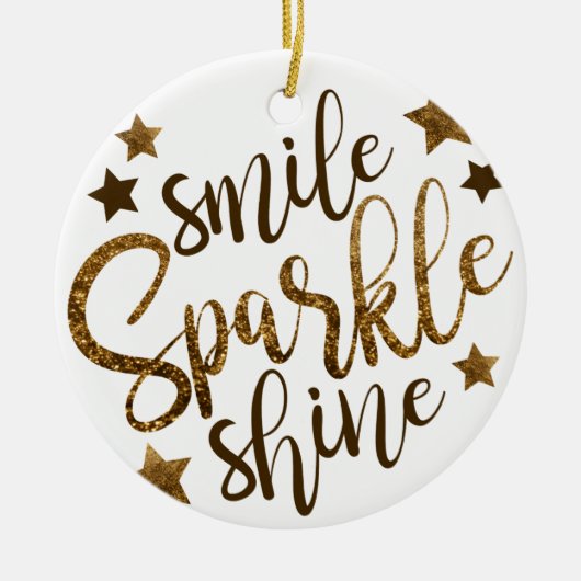 KLEINE SPARKLE SHINE, GOLDEN GLITTER STAR KERAMISCH ORNAMENT (Voorkant)