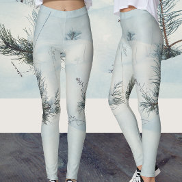 Kleine sparren bedekt met verse sneeuw leggings