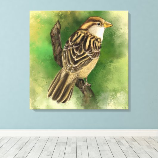 Kleine Sparrow Canvas Afdrukken - Schilderen - Gro (Insitu (Houten vloer))