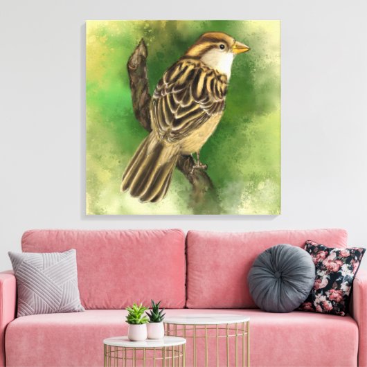 Kleine Sparrow Canvas Afdrukken - Schilderen - Gro (Insitu (Woonkamer))