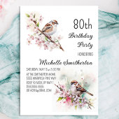 Kleine Sparrow Cherry Blossom Spring 80th Birthday Kaart