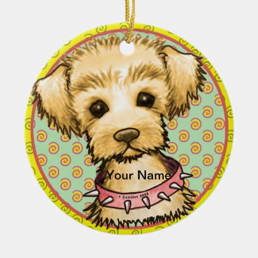 Kleine Spike-hond Keramisch Ornament (Voorkant)