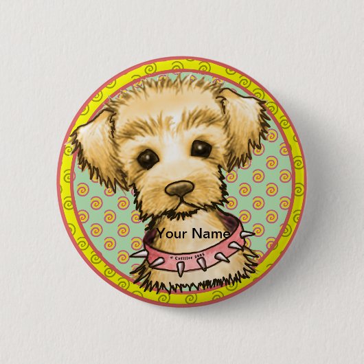 Kleine Spike-hond  Ronde Button 5,7 Cm (Voorkant)