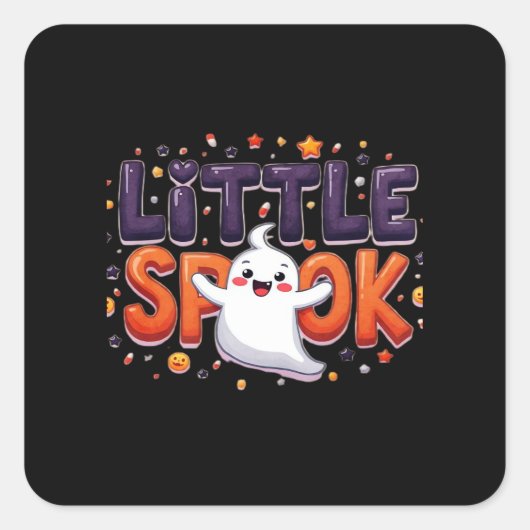 Kleine Spook Creatieve Halloween Stijl Vierkante Sticker (Voorkant)