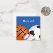 Kleine sportbal bedankkaart notitiekaartje (Voorkant / Achterkant in situ)