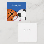 Kleine sportbal bedankkaart notitiekaartje (Voorkant / Achterkant)