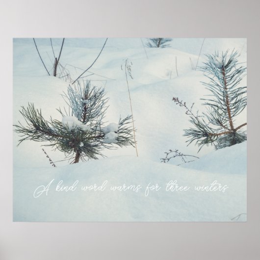 Kleine sprinkhanen onder sneeuw poster (Voorkant)