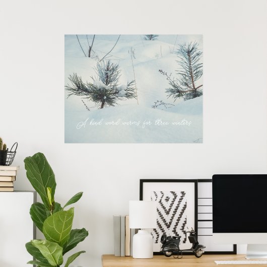 Kleine sprinkhanen onder sneeuw poster (Thuiskantoor)