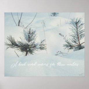 Kleine sprinkhanen onder sneeuw poster