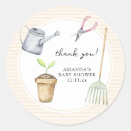 Kleine spruit baby shower dank u ronde sticker