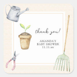 Kleine spruit baby shower dank u vierkante sticker
