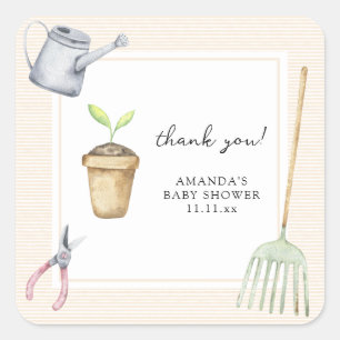 Kleine spruit baby shower dank u vierkante sticker