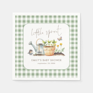 Kleine Spruit Gingham Salie Tuin Baby Shower Servet