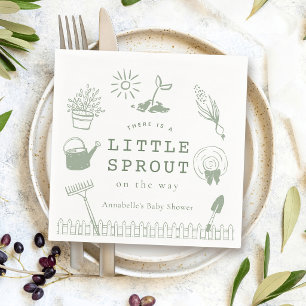 Kleine Spruit Handgetekende Tuin Baby Shower Servet