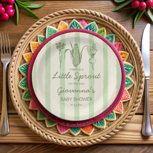 Kleine spruit is op komst gestript Baby Shower Papieren Bordje