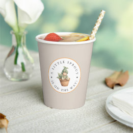 Kleine Spruit Neutraal Beige Baby Shower Papieren Bekers