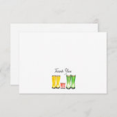 Kleine spruit rode regen laarzen tuinieren bedankkaart (Voorkant / Achterkant)