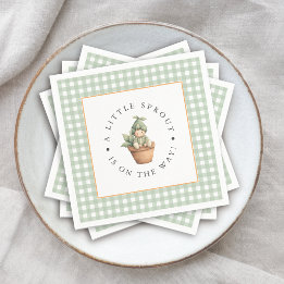 Kleine Spruit Salie Groen Gingham Baby Shower Servet