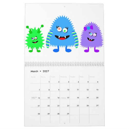 Kleine staafjes kalender (Mar 2027)