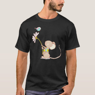 Kleine staafmuis met Kinder vogelbloem L T-shirt