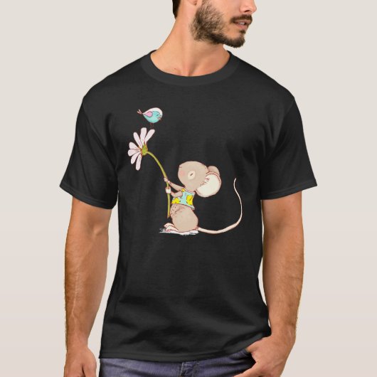 Kleine staafmuis met Kinder vogelbloem L T-shirt (Voorkant)