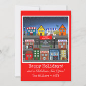 Kleine stad buurt 's nachts | Red Feestdagenkaart (Voorkant)