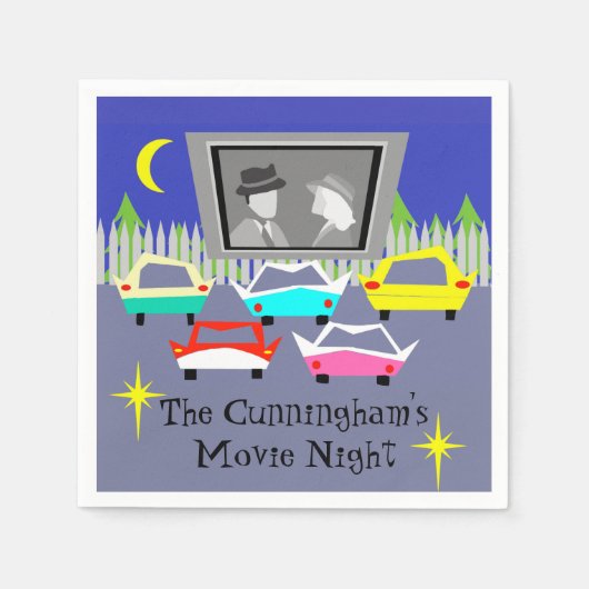 Kleine stad drive-in film wegwerp servetten (Voorkant)