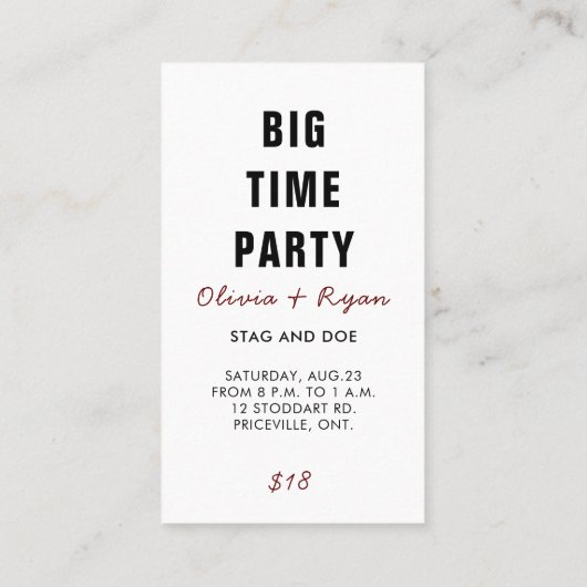 Kleine Stad Hert & Doe Ticket - Aanpasbare Kleur (Achterkant)