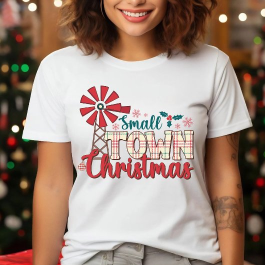 Kleine stad kerst rustieke typografie Tri-Blend shirt