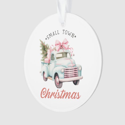 Kleine stad kerst  vrachtwagen nostalgisch ornament (voorkant)