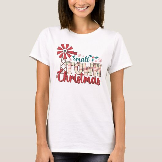 Kleine stad Kerst Windmolen Kerstmis Vrouwen T-shirt (Voorkant)