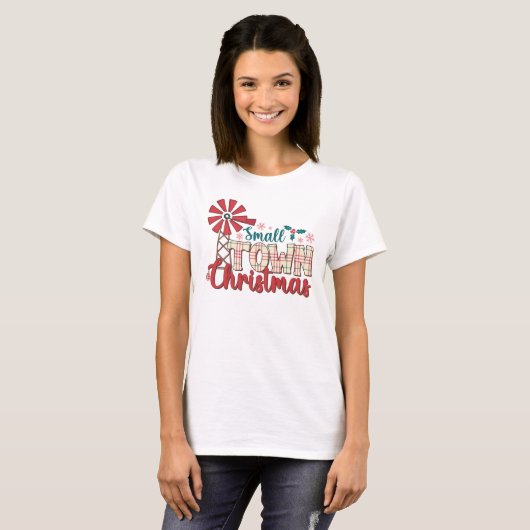 Kleine stad Kerst Windmolen Kerstmis Vrouwen T-shirt (Voorkant volledig)