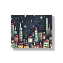 Kleine stad 's nachts