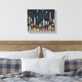 Kleine stad 's nachts canvas afdruk (Insitu (Slaapkamer))