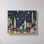 Kleine stad 's nachts canvas afdruk (Voorkant)
