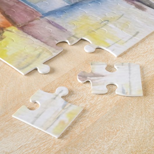 Kleine stad 's nachts legpuzzel (Zijkant)