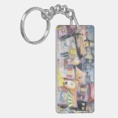 Kleine stad 's nachts sleutelhanger (Voorkant Links)