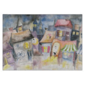 Kleine stad 's nachts snijplank (Voorkant)