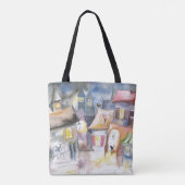 Kleine stad 's nachts tote bag (Achterkant)