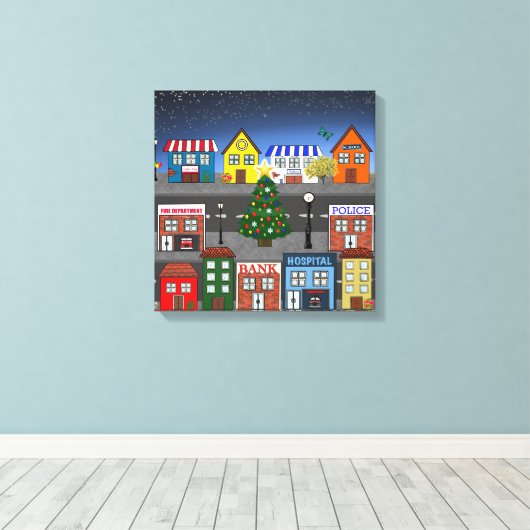 kleine stadsbuurt canvas afdruk (Insitu (Houten vloer))