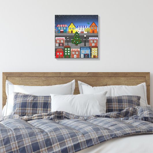 kleine stadsbuurt canvas afdruk (Insitu (Slaapkamer))