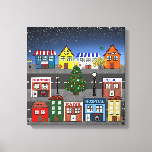 kleine stadsbuurt canvas afdruk (Voorkant)