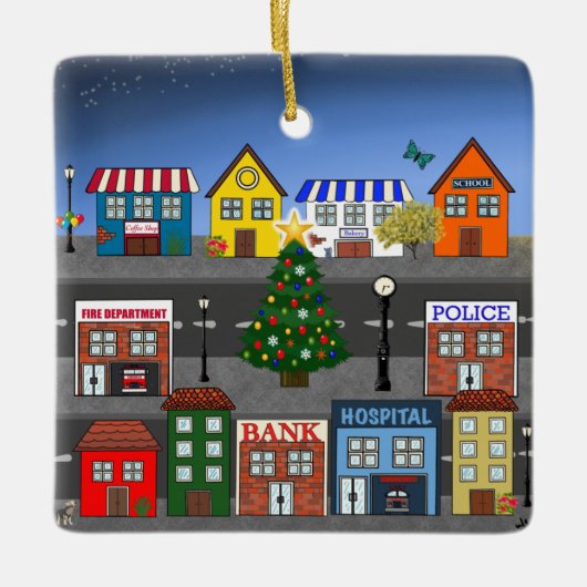 kleine stadsbuurt keramisch ornament (Voorkant)