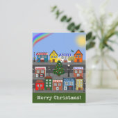 kleine stadsbuurt | vrolijk kerstfeest briefkaart (Staand voorkant)