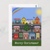 kleine stadsbuurt | vrolijk kerstfeest briefkaart (Voorkant / Achterkant)