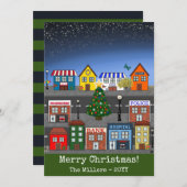 kleine stadsbuurt | vrolijk kerstfeest feestdagenkaart (Voorkant / Achterkant)